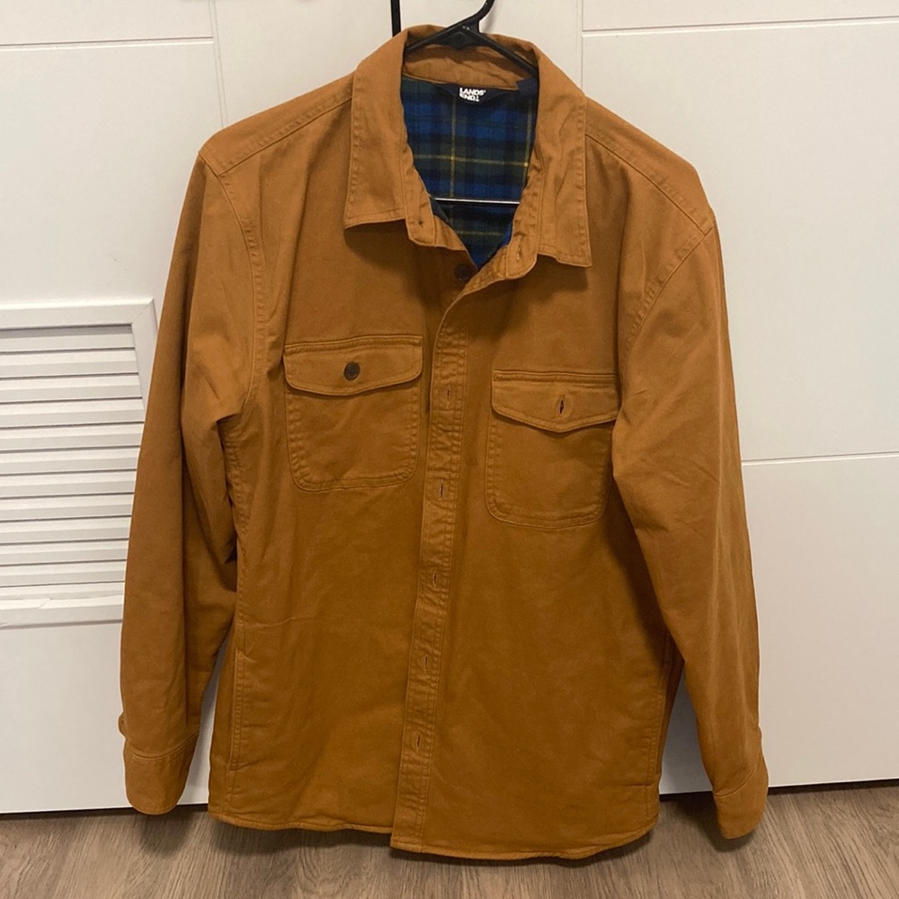 Lands' End Brown Lightweight Shirt Jacket Classic Workwear
